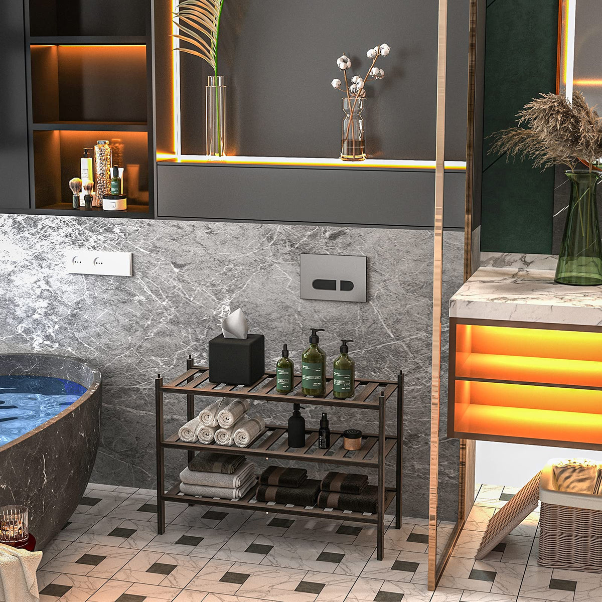 Dranixly rack stacks easily without tools for hallway storage.