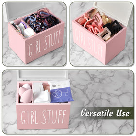 DRASTAR flat-top tampon storage stacks easily with other bathroom items.