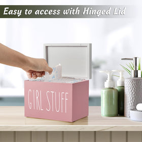 DRASTAR gift-worthy pink box adds practical charm to any bathroom.