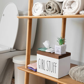 DRASTAR pad-tampon organizer divider shows adjustable space for different sizes.