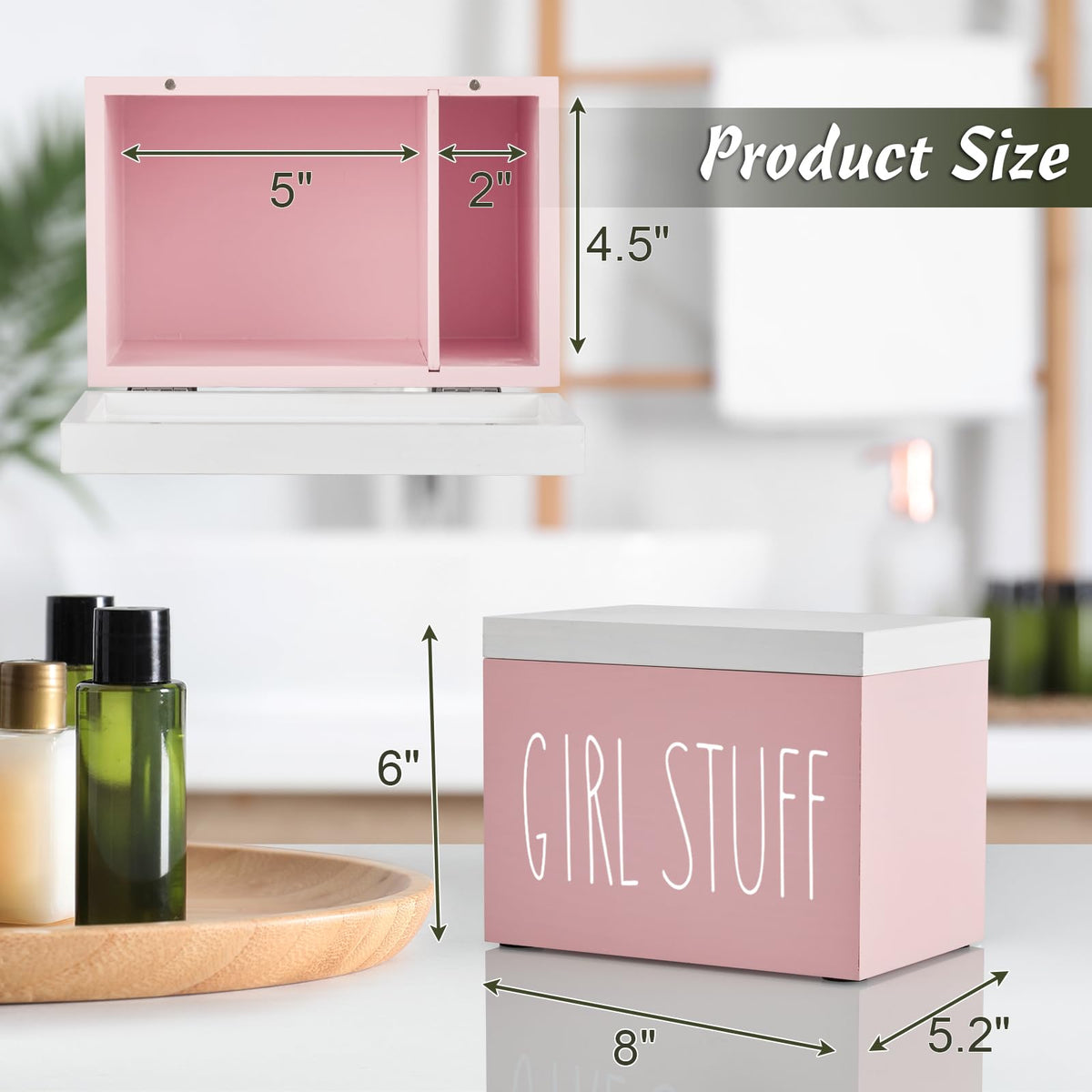 DRASTAR removable-divider keeps varying tampon sizes neatly separated.