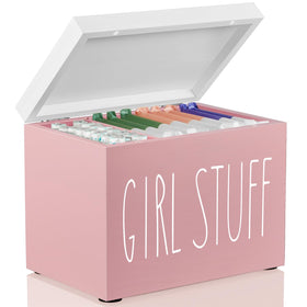 DRASTAR tampon holder in pink-lady-box keeps feminine products discreet and accessible.