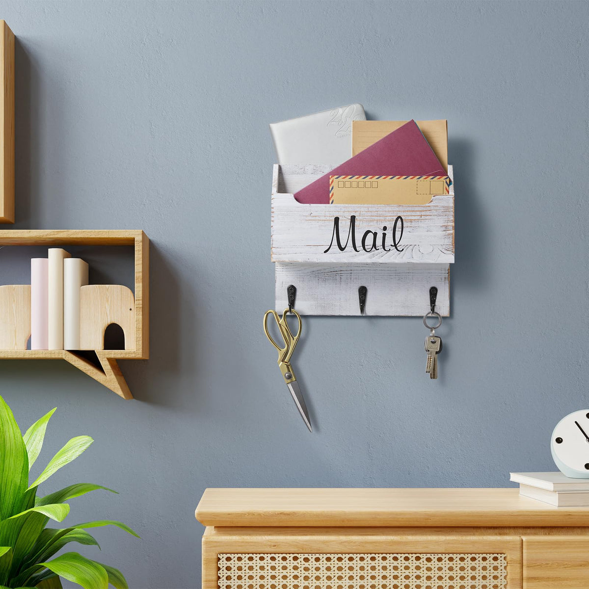 DRASTAR two-slot mail holder keeps mail and magazines neatly separated