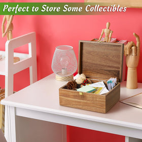 Drastar wooden keepsake box open lid for easy access to keepsakes.
