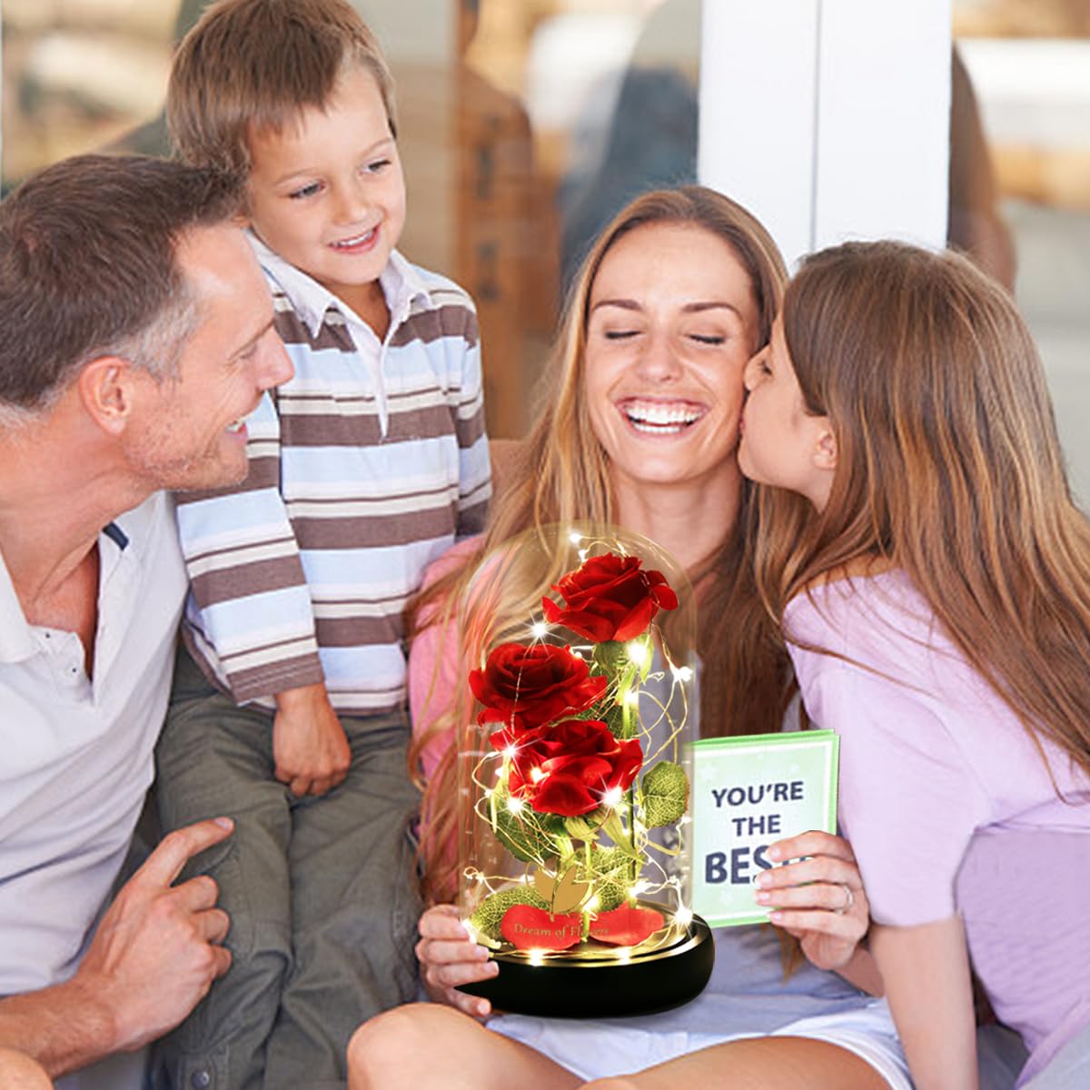 Dream of Flowers real glass cover enhances clarity and showcases the rose beautifully.