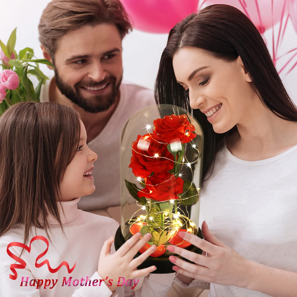 Dream of Flowers preserved rose in glass dome offers lasting decor beauty.