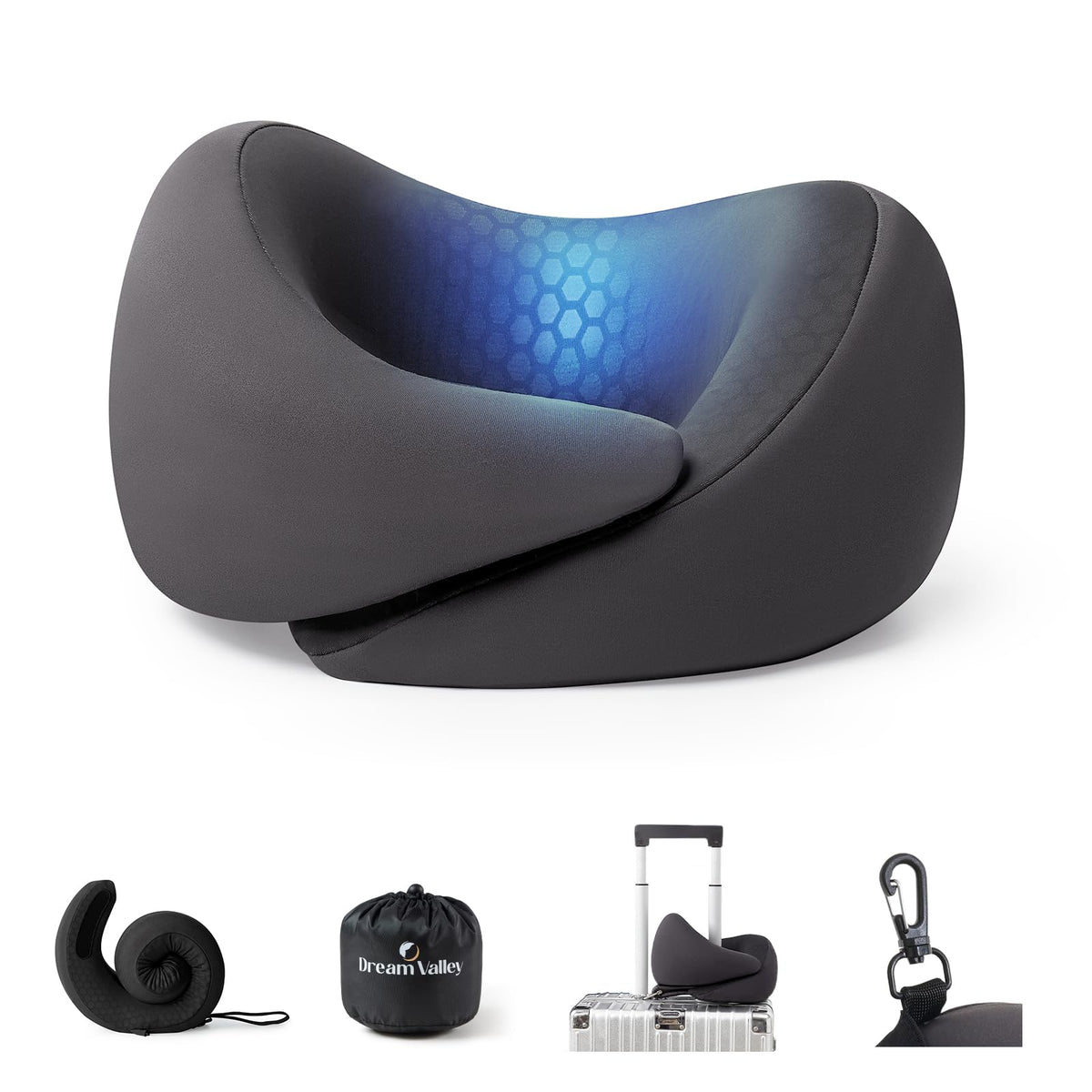Dream Valley Neck Travel Pillow memory foam close-up, showcasing support and breathability.