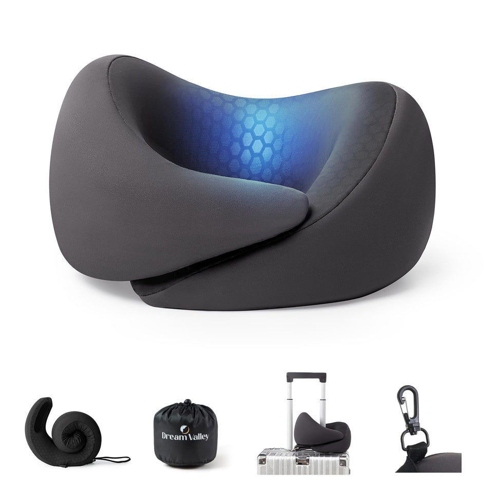 Dream Valley Neck Travel Pillow memory foam close-up, showcasing support and breathability.