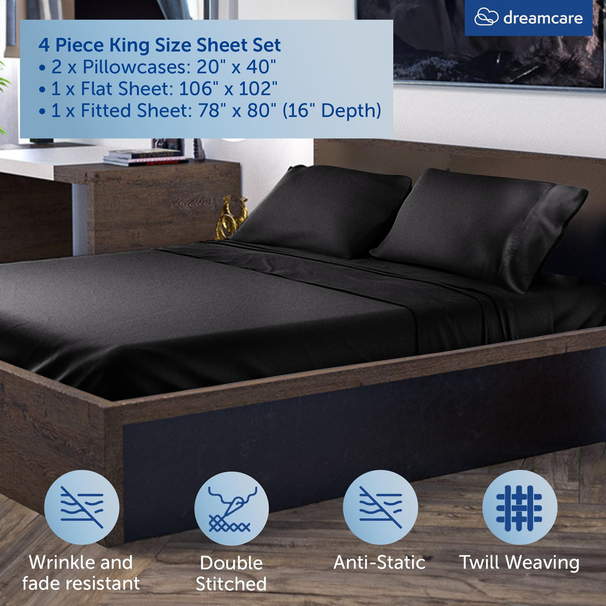 DREAMCARE bamboo king pillow cases close-up showcasing smooth edges and comfort