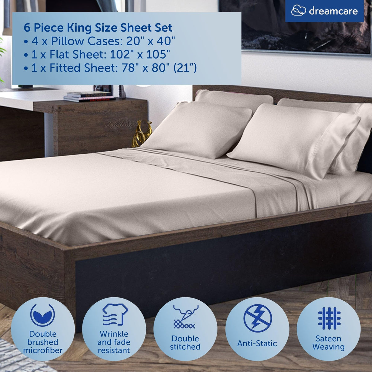 DreamCare extra deep-pocket 21in fits tall mattresses securely.