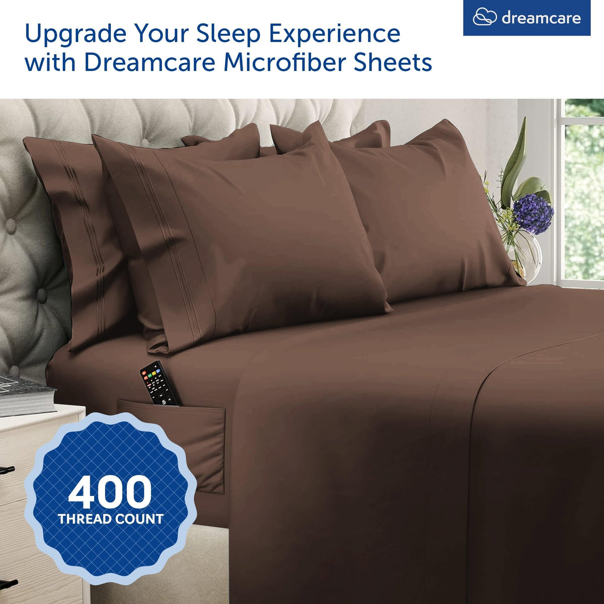 DREAMCARE extra-deep-pocket king sheet fits mattresses up to 21 inches securely.