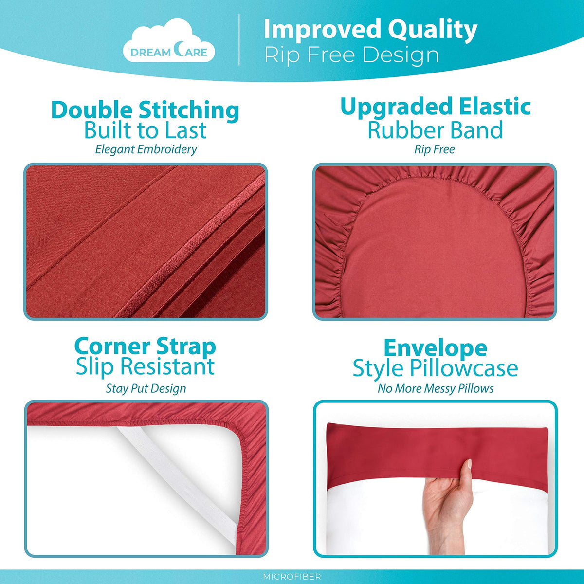 DREAMCARE includes four pillowcases for a complete bed set