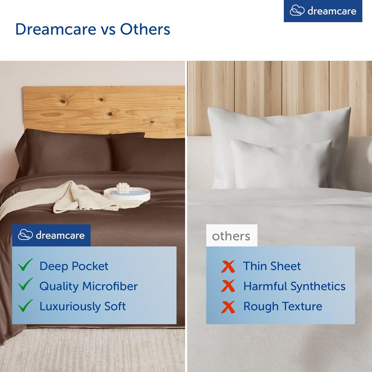 DREAMCARE hotel luxury bedding in M-Brown color enhances bedroom ambiance.
