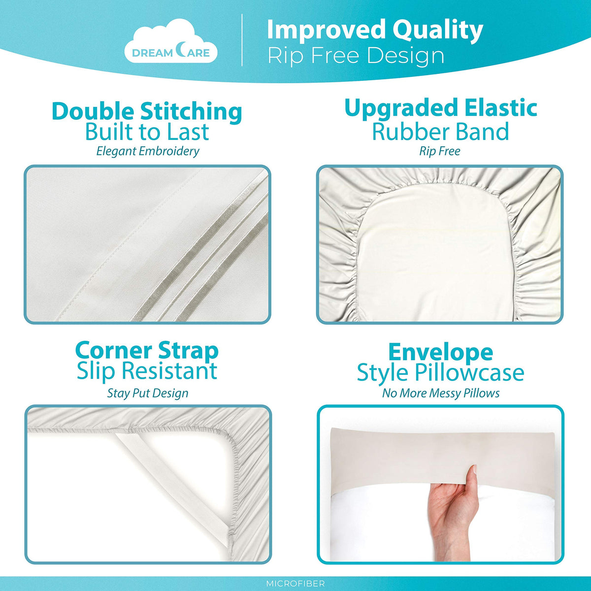 DreamCare king-size pillowcases complete the soft, comfortable sheet set.