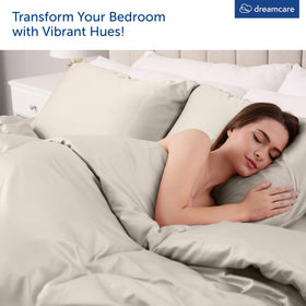 DREAMCARE King Size Sheets deep pocket 15-inch ensures snug fit for thick mattresses.