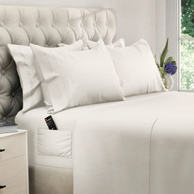 DreamCare king-size 6-piece sheets set in ivory with soft, durable microfiber.
