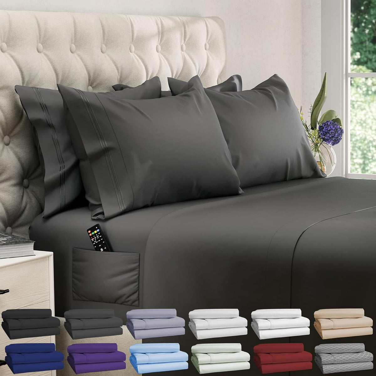DREAMCARE king-size fitted sheet with deep-pocket design for mattresses up to 21 inches