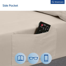 DREAMCARE King Size Sheets side pocket feature keeps phone or remote within reach.