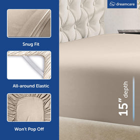 DREAMCARE King Size Sheets wrinkle-resistant fabric maintains a smooth appearance after washing.