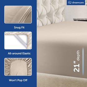 DREAMCARE beige pillowcases in a coordinated ensemble for hotel-style bedding