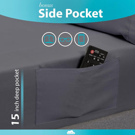 DREAMCARE queen fitted sheet with side pocket detail for convenient storage