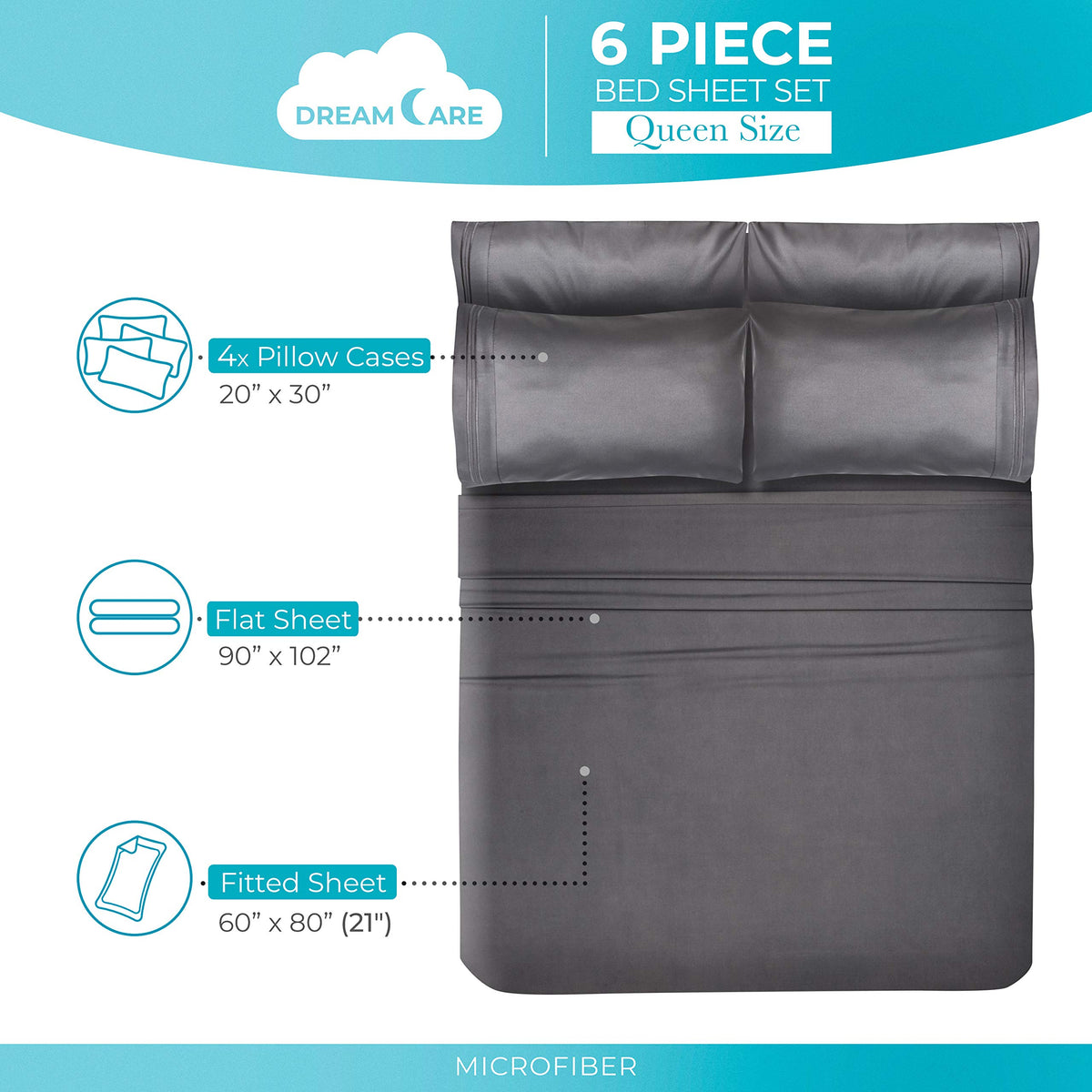 DREAMCARE fitted sheet side pocket stores phone or remote conveniently.