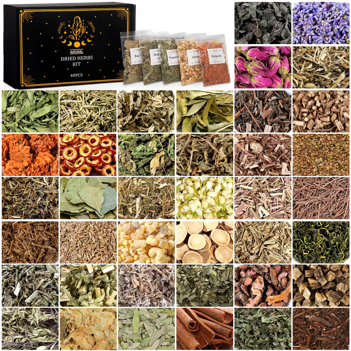 DreamdaMoonnly 40-pack Witchcraft Herbs Kit for beginner rituals and spellwork