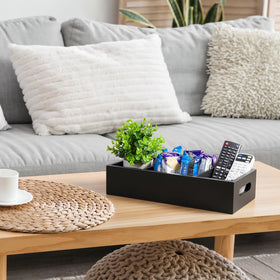 Dreamkey black bathroom storage basket for easy placement on table or shelf