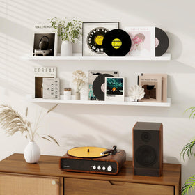 Dreamland floating white shelves highlight modern style and space-saving storage.