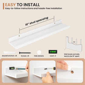 Dreamland Picture Ledge white lip closeup highlights secure frame support.