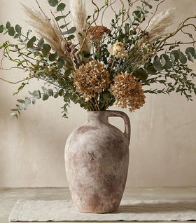 Dreamloom ceramic flower vase with handles, 10 inch, a sturdy centerpiece.