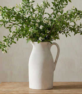 DREAMLOOM ceramic flower vase with handles, 11-inch neutral height for elegant arrangements.