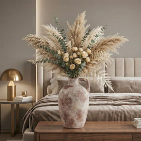 Dreamloom fireplace decor vase, ceramic with handles, 10 inch, cozy focal point.