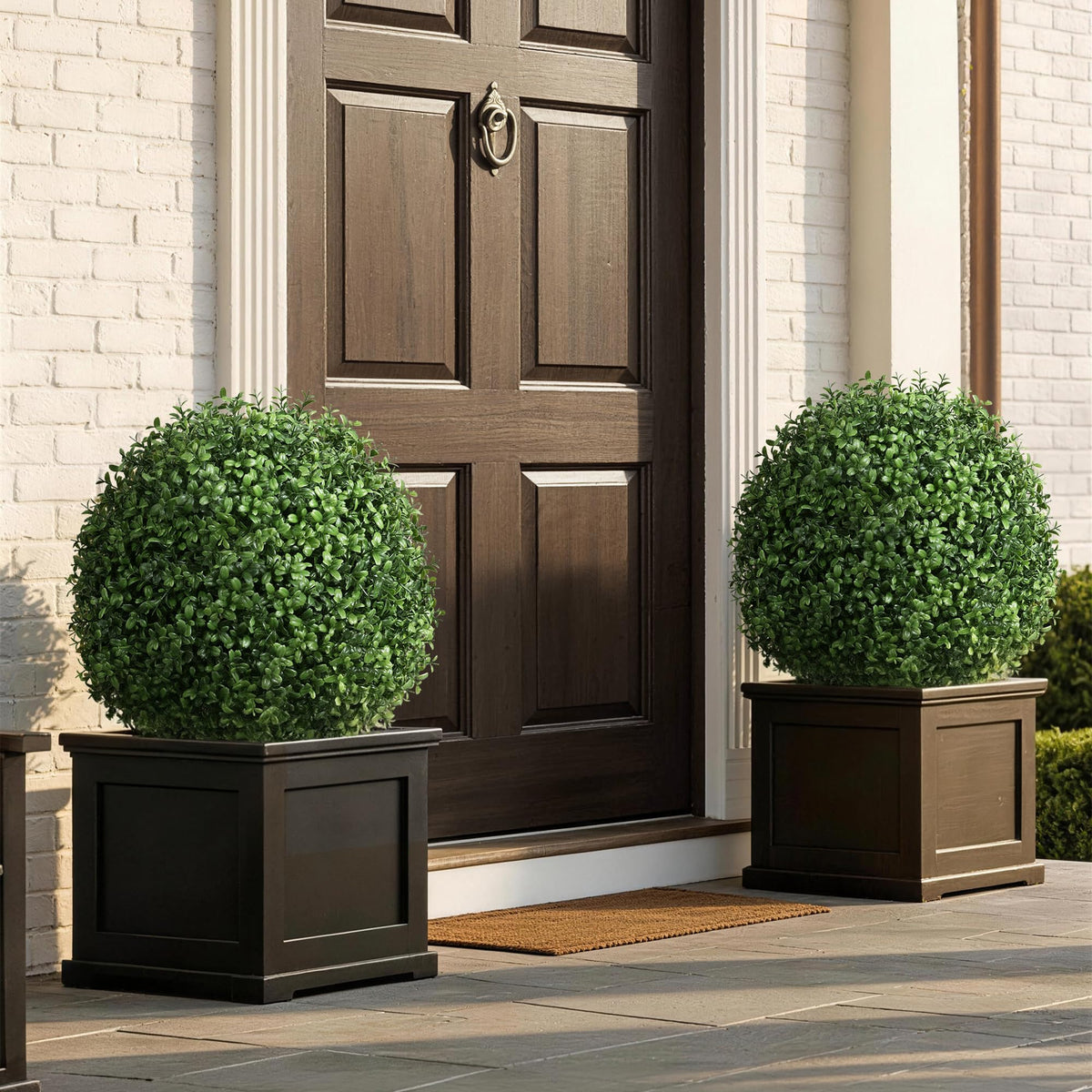 DREAMLOOM front-porch faux bushes for year-round charm.
