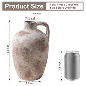 Dreamloom neutral terracotta vase for table, 10 inch, versatile décor option.