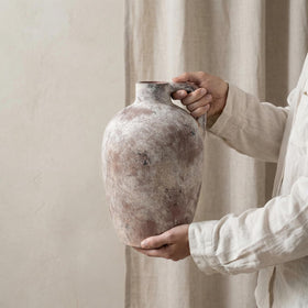 Dreamloom table decor vase with handles, 10 inch, stylish for kitchen or living room.
