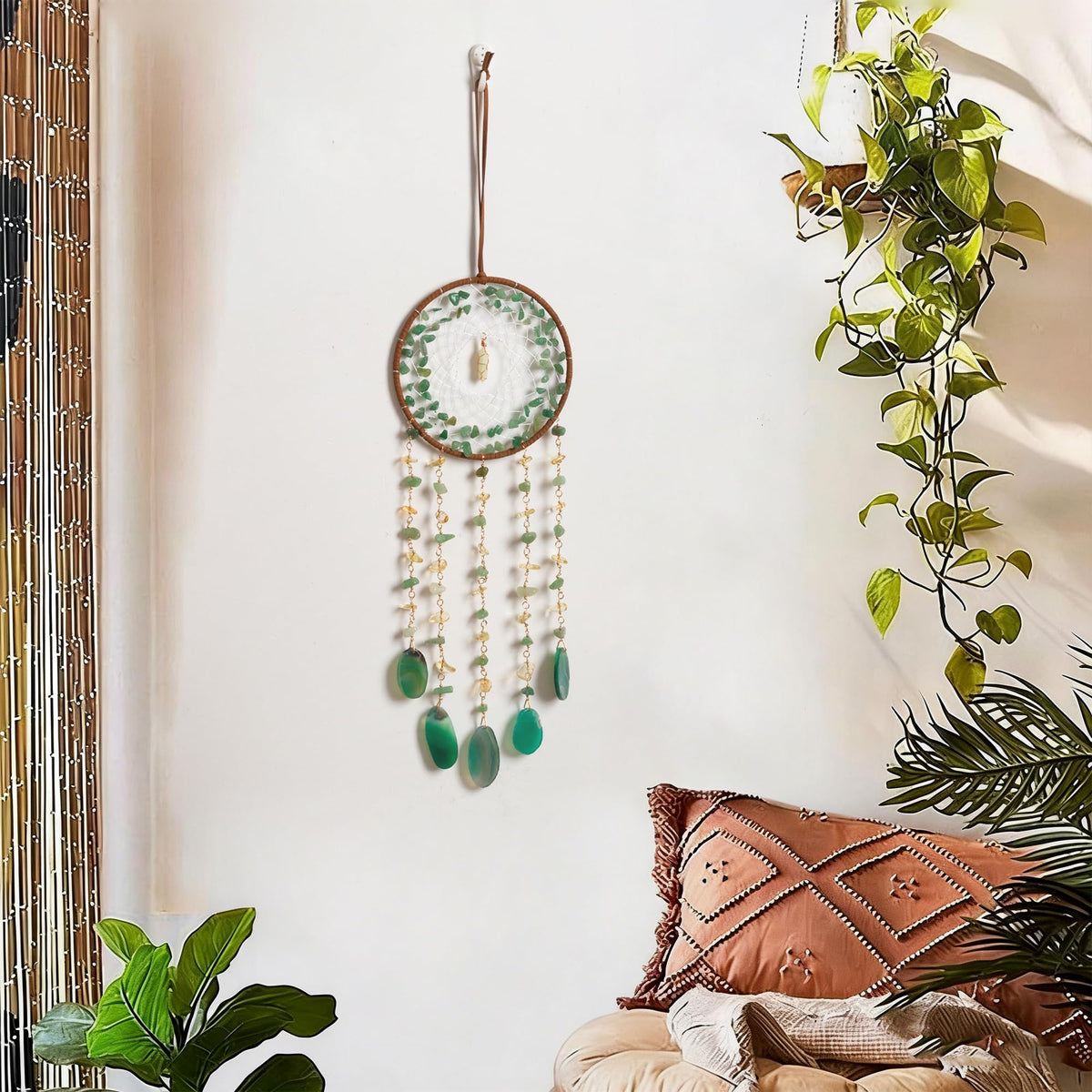 Dreamocean bedroom decor dream catcher hanging in window with soothing ambiance
