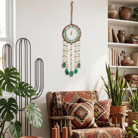 Dreamocean handmade dreamcatcher featuring crystal stones and beads for a unique bedroom display