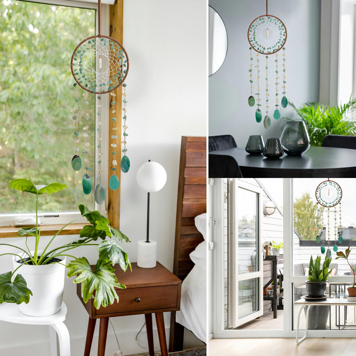 Dreamocean hanging crystals dream catcher for garden with bright light accents
