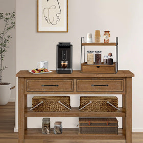 DreamPossible makeup tray keeps brushes and skincare bottles neatly arranged.