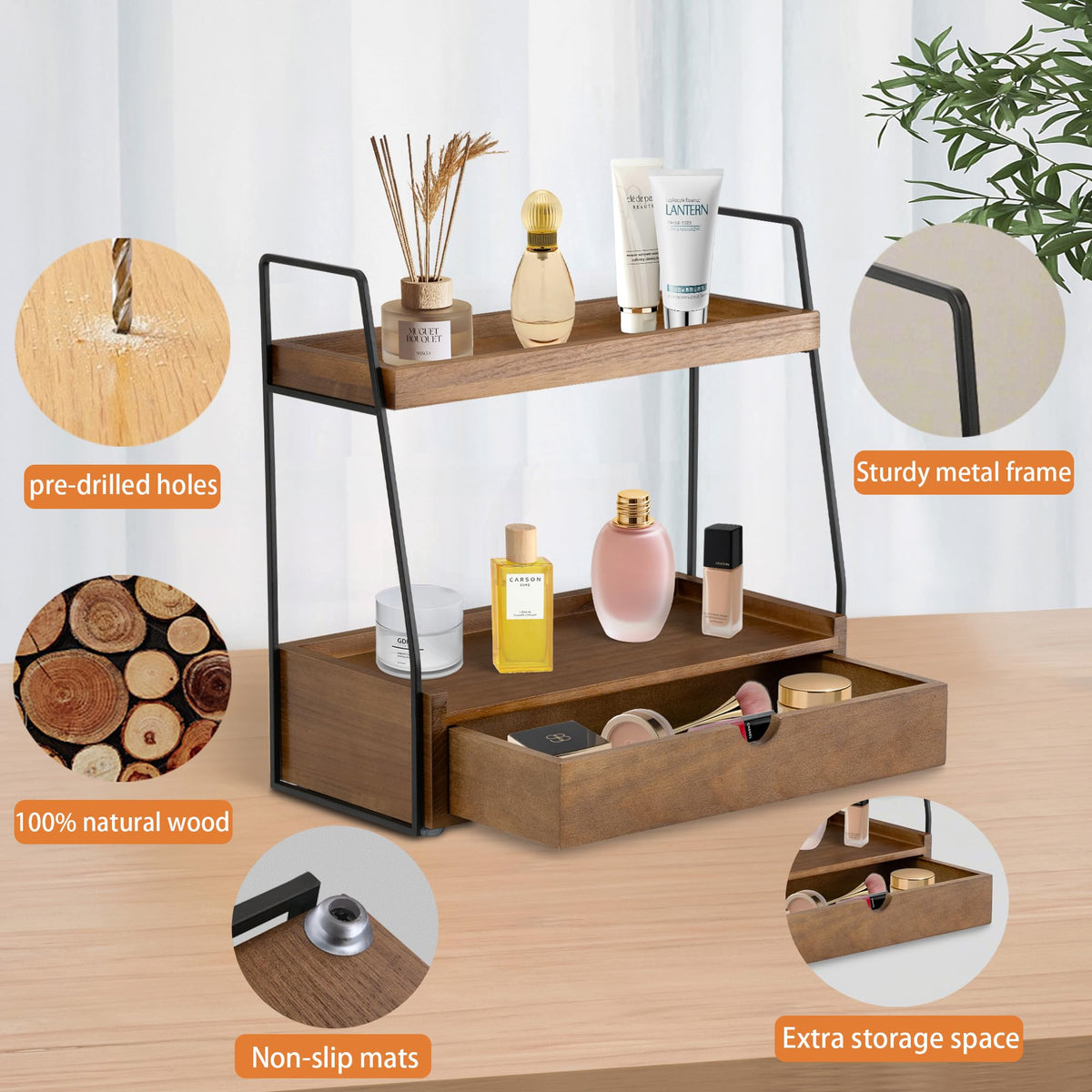 DreamPossible perfume tray keeps fragrances visible and within easy reach.