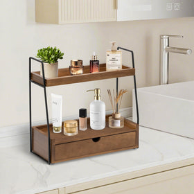 DreamPossible sink shelf and vanity storage keeps items organized under the surface.