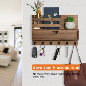DreamPossible sturdy wood hooks support keys and small items.