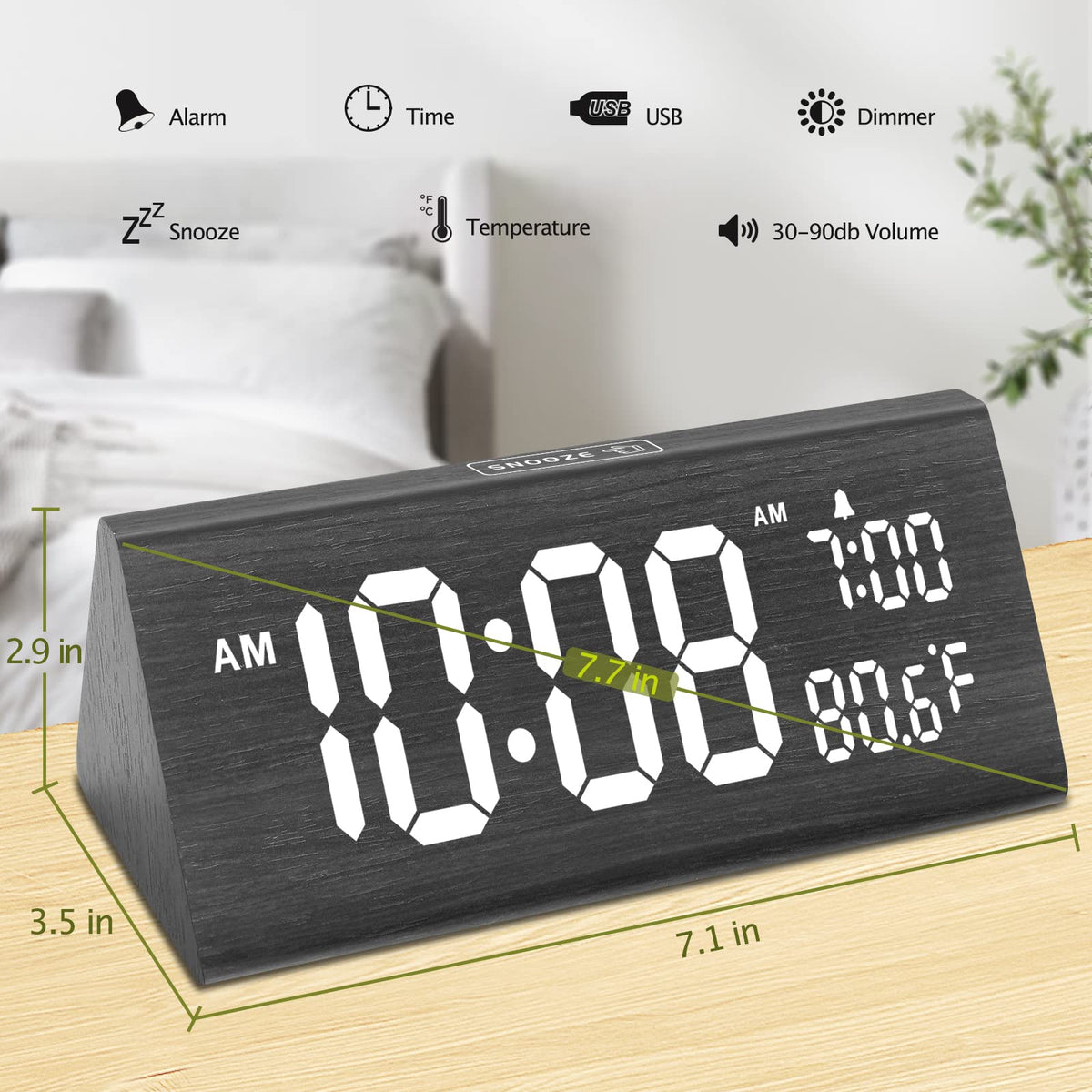 Adapter-powered clock with memory battery preserves settings