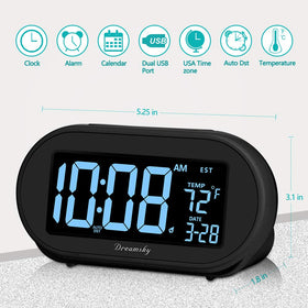 DreamSky alarm clock backup battery preserves time settings during power loss