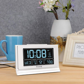 DreamSky alarm clock battery backup preserves settings during power outages.