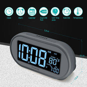 DreamSky alarm clock shows date and temperature for quick checks.