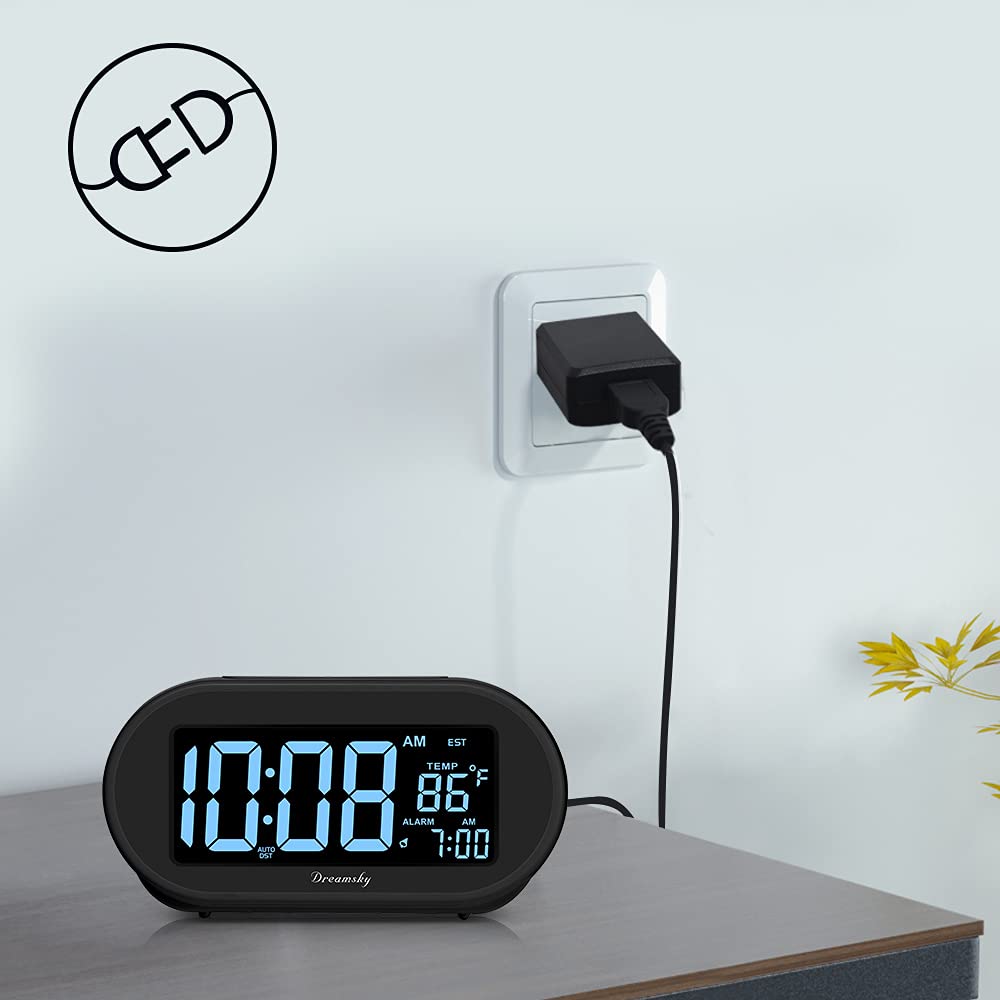 DreamSky alarm clock dimmer adjustable brightness eases nighttime viewing
