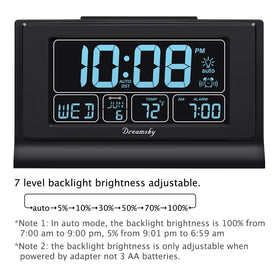 DreamSky alarm clock dimmer control offers customizable brightness for late-night viewing
