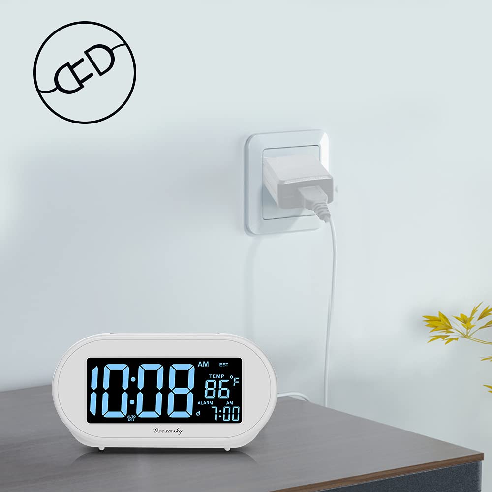 DreamSky bedside alarm with ascending alarm and snooze for gentle wake.